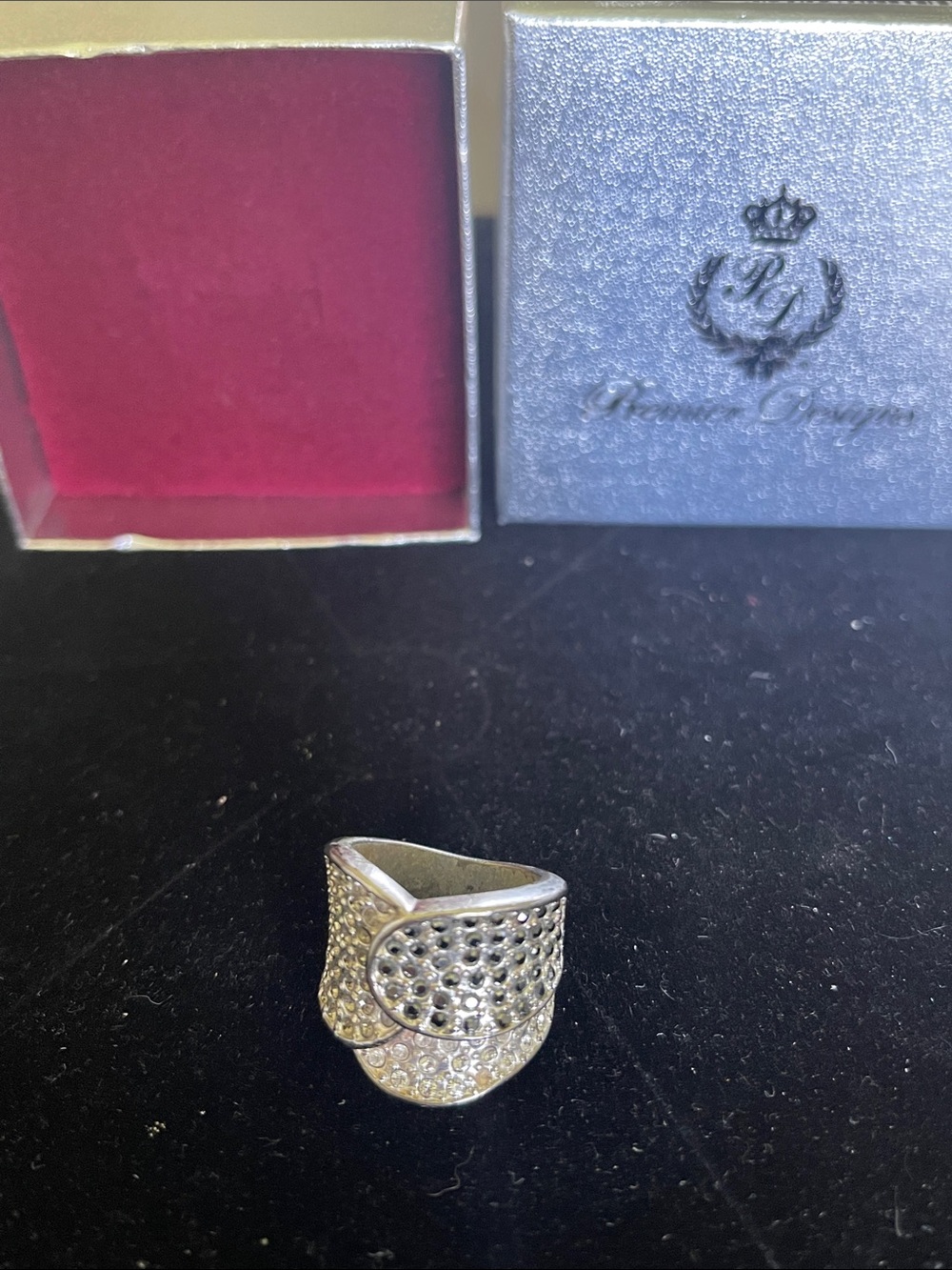 Premier Designs rhinestone paved silver ring size 7 #154808